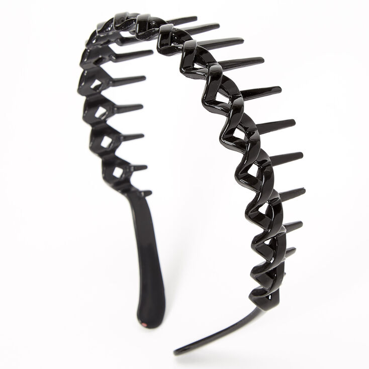 Serre-tête à pointes en zig zag couleur unie - Noir