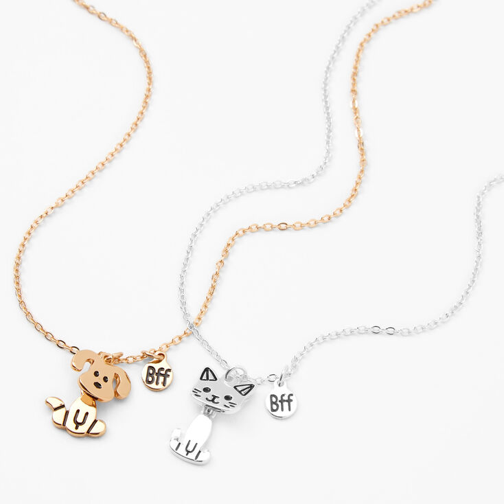 Colliers &agrave; pendentif animal de compagnie en m&eacute;taux mixtes best friends - Lot de 2,