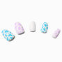 Pink &amp; Blue Cow Spots Coffin Vegan Faux Nail Set - 24 Pack,