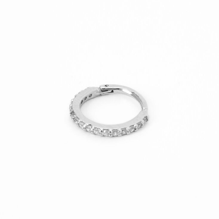 18G Silver-tone Stainless Steel Embellished Helix Hoop Earring,