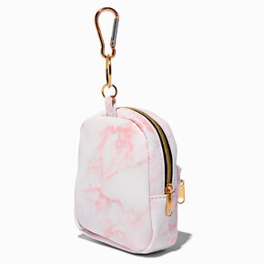 Pink Marble Mini Backpack Keychain,