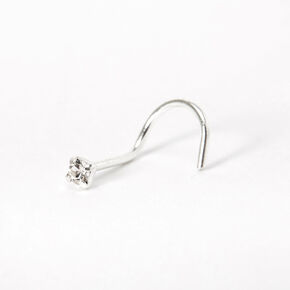 22G Silver-tone Stainless Steel Classic Crystal Nose Stud,