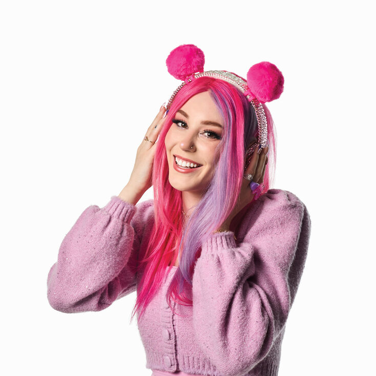 MeganPlays&trade; Claire&#39;s Exclusive Pink Pom Pom Headset Accessory,