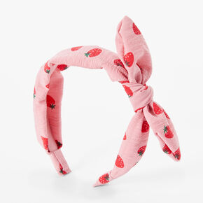 Pink Strawberry Knotted Bow Headband,