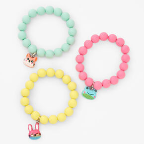 Claire&#39;s Club Bunny, Hamster, &amp; Frog Beaded Stretch Bracelets - 3 Pack,