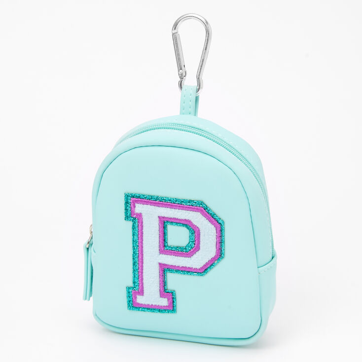 Mint Varsity Initial Mini Backpack Keychain - P,