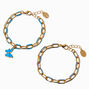 Blue Butterfly Colored Link Chain Bracelets - 2 Pack,