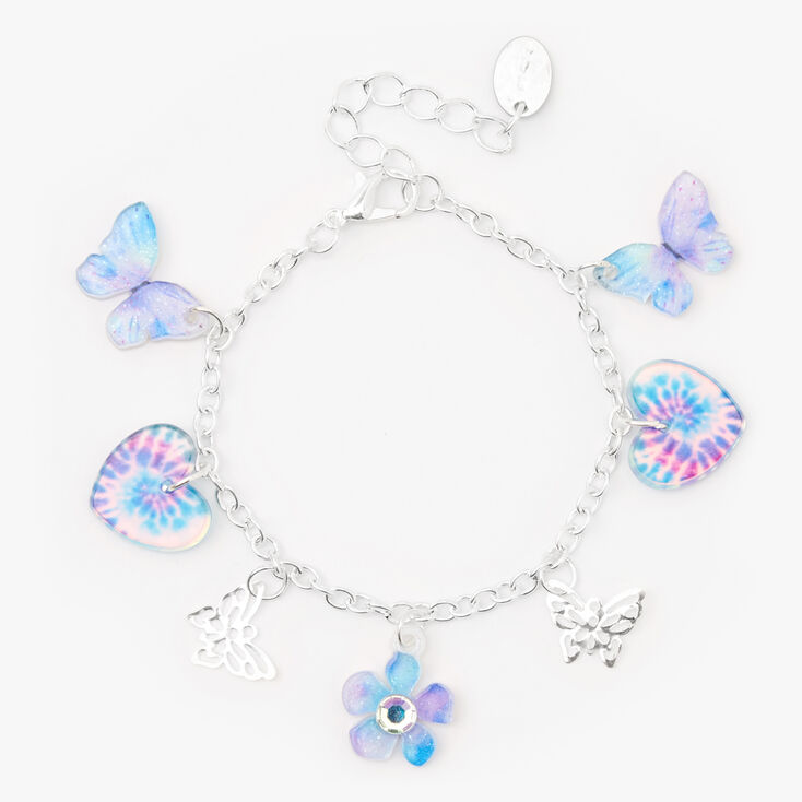 Tie-Dye Butterfly Heart Charm Bracelet,