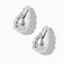 Silver-tone Pearl Dotted Long Bean 1&quot; Drop Earrings,