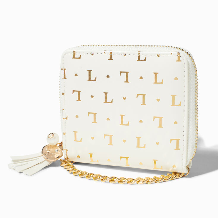 Golden Initial Chain-Strap Wallet - L,