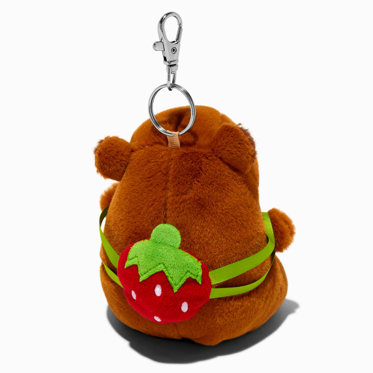 Capybara Strawberry Backpack Plush Keychain,