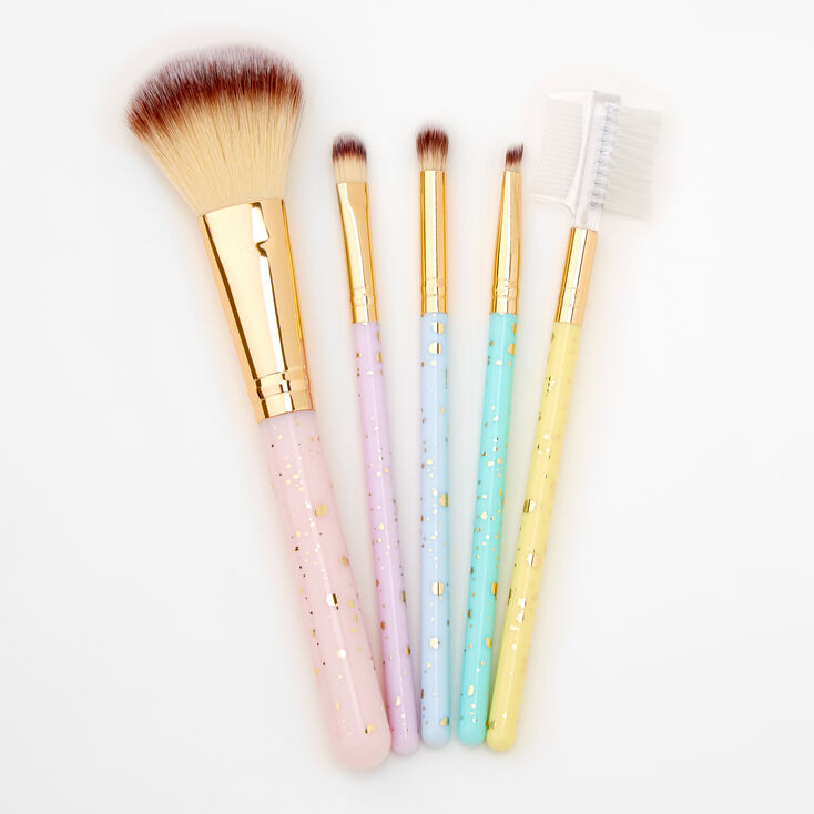 Gold Sparkle Pastel Makeup Brushes - 5 Pack,