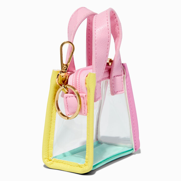 Pastel Colorblock Clear Mini Tote Bag Keychain