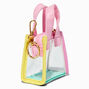 Pastel Colourblock Clear Mini Tote Bag Keyring,