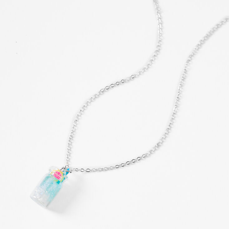 Silver Blue Lemonade Pendant Necklace,