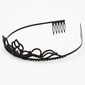 Black Rhinestone Mini Lotus Tiara,