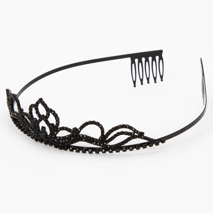 Black Rhinestone Mini Lotus Tiara,