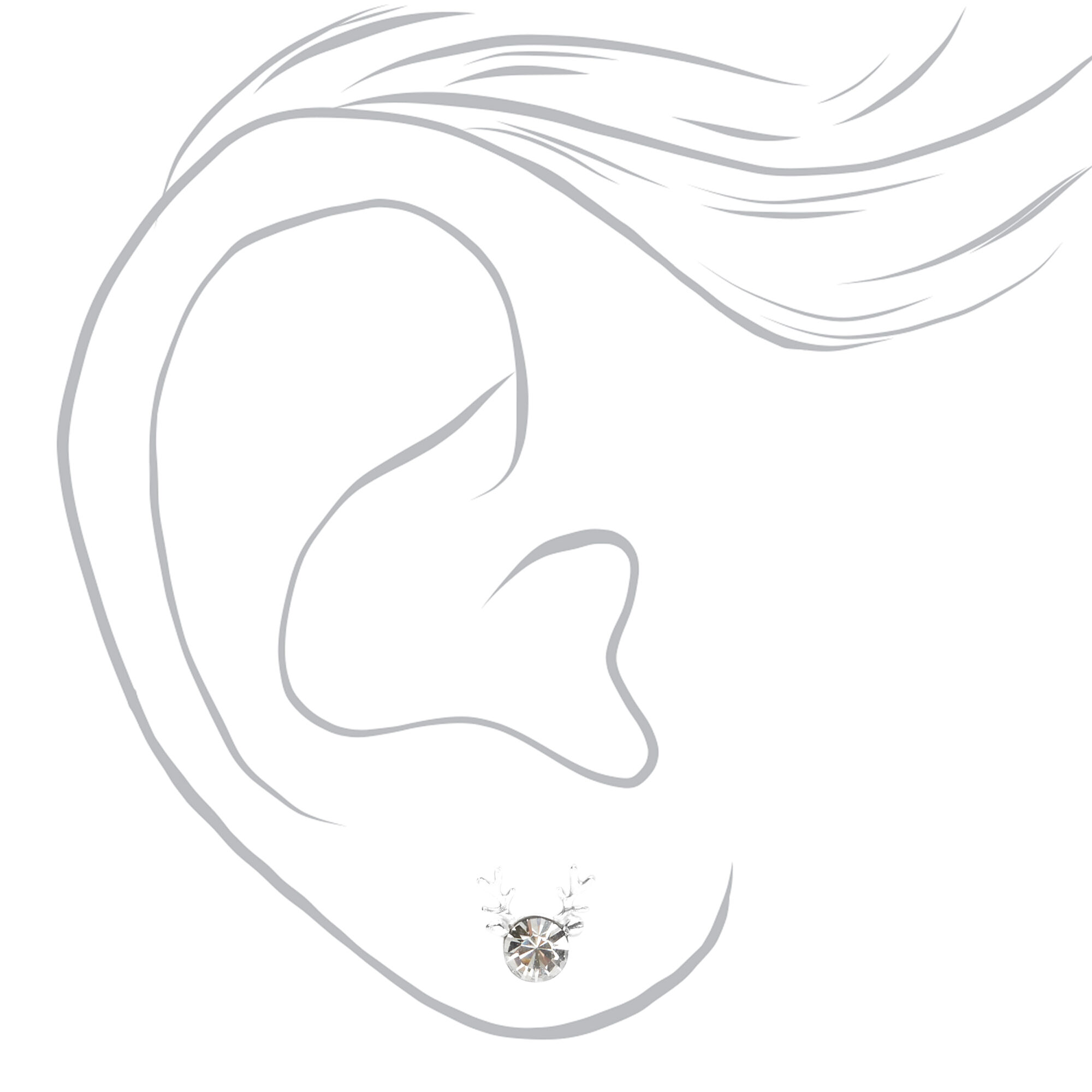 Clous d'oreilles bois de renne couleur argentée,