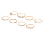 Rose Gold Glam Rings - 8 Pack,