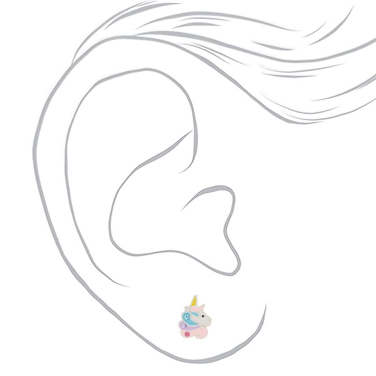 Boucles d&#39;oreilles sorbet licorne en argent,