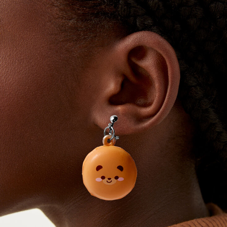 Squishy Bear Macaron 1&quot; Clip-On Drop Earrings,