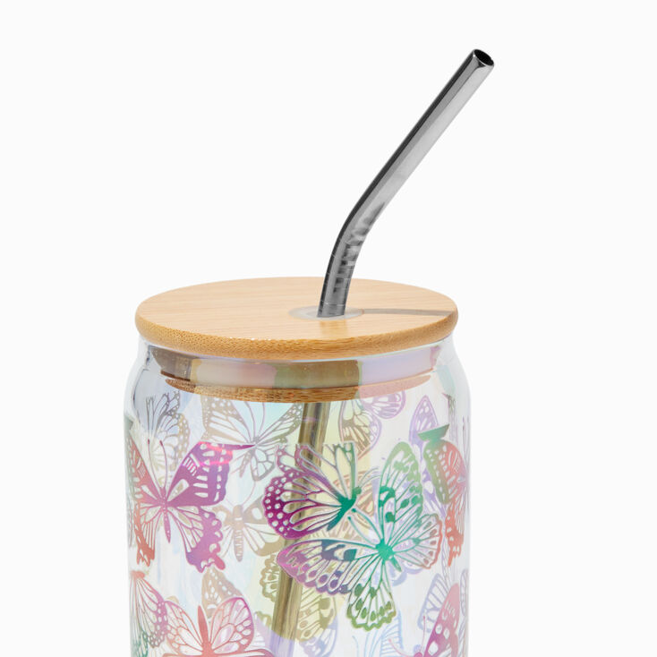 Butterfly Print Mason Jar Tumbler,