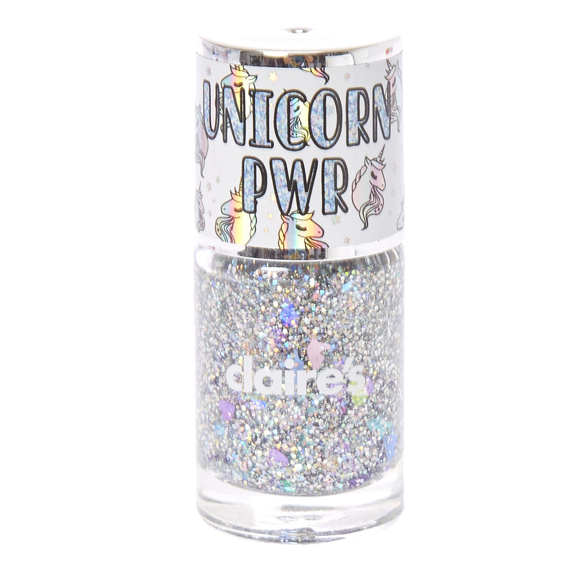 Vernis à ongles avec grosses paillettes holographiques licorne - Couleur argentée,