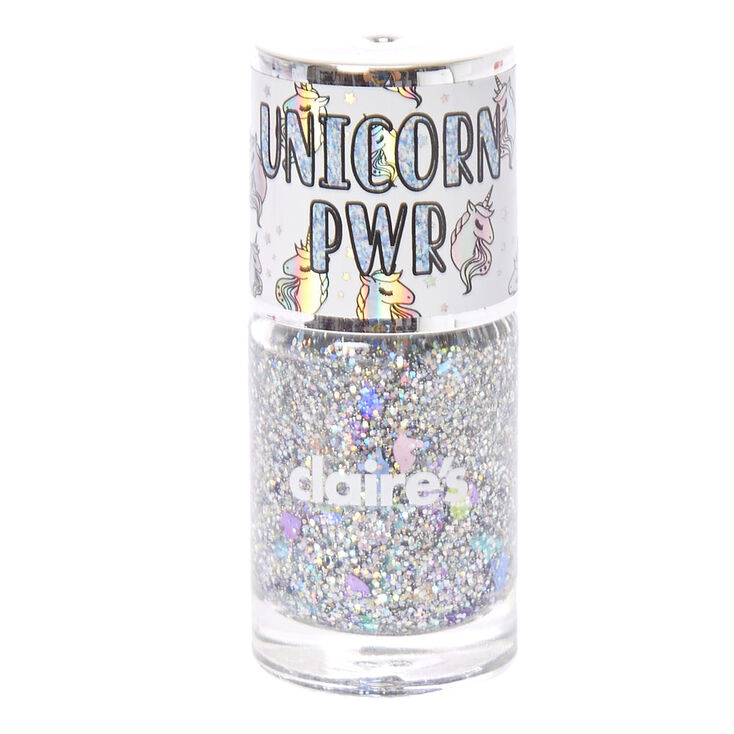 Unicorn Holographic Chunky Glitter Nail Polish - Silver,
