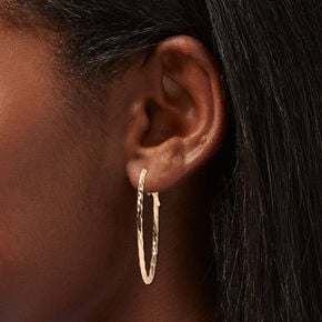 Gold-tone Graduated Textured Hinge Hoop Earrings - 3 Pack,