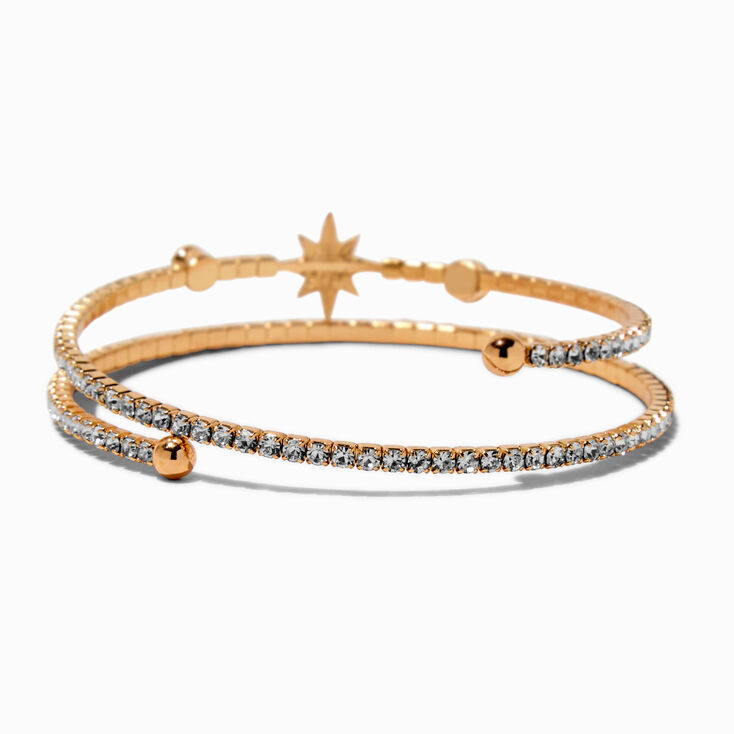 Gold-tone Crystal Star Coil Bracelet,