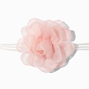 Pink Rosette Choker Necklace ,
