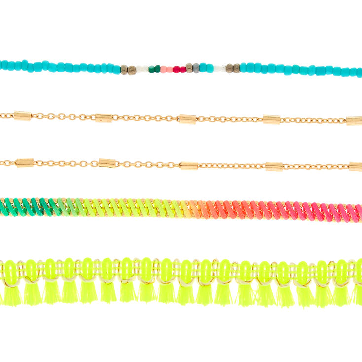 Neon Tropical Choker Necklaces - 5 Pack,