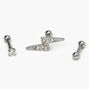 Silver Crystal Lightning Bolt Cartilage Earrings - 3 Pack,