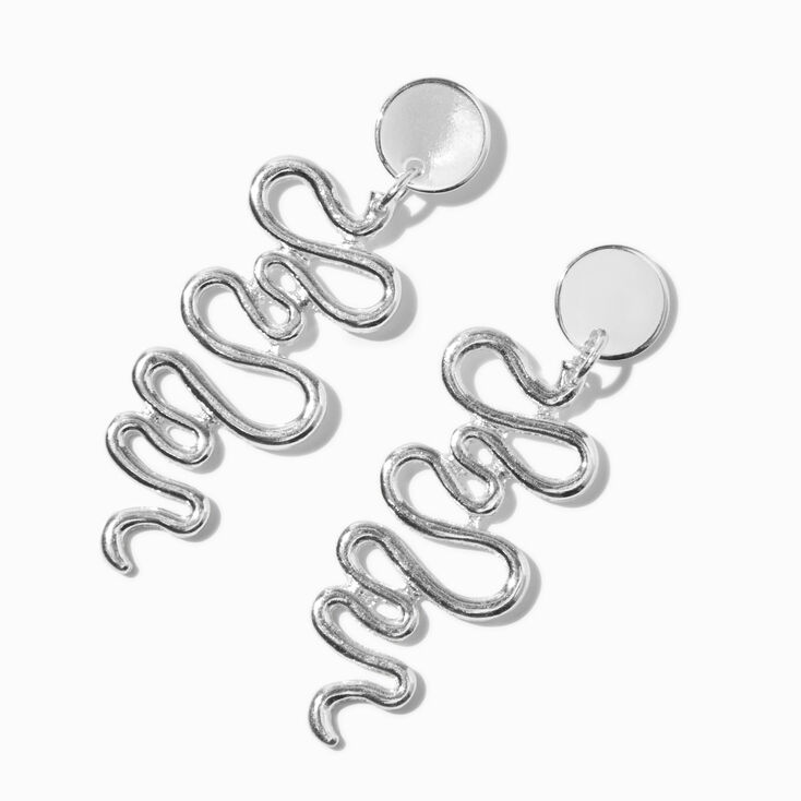 Silver-tone Snake Wiggle 3&quot; Drop Earrings,