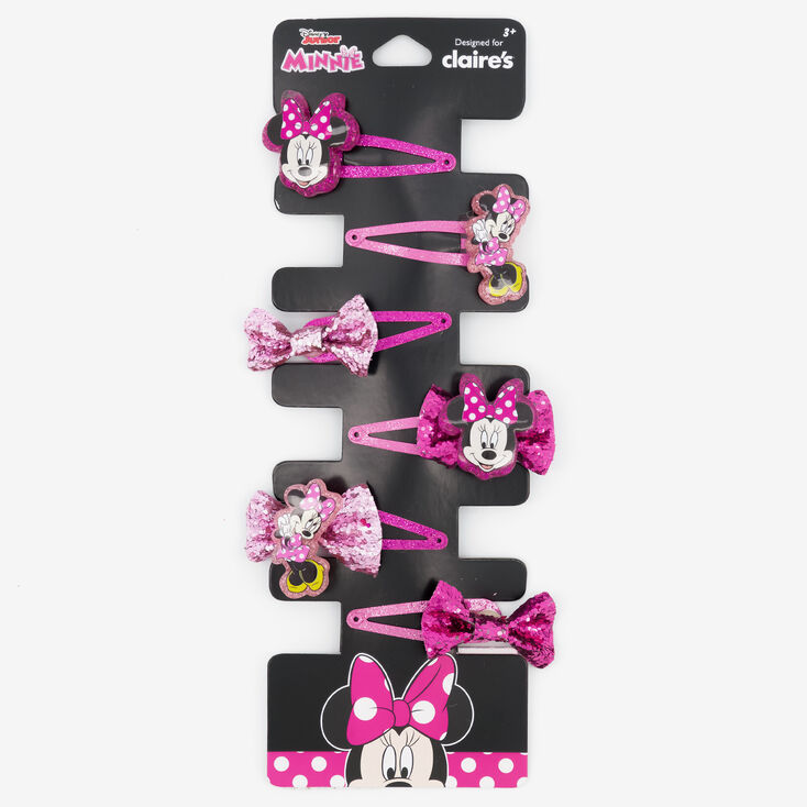 Disney Minnie Mouse Glitter Snap Hair Clips - 6 Pack,