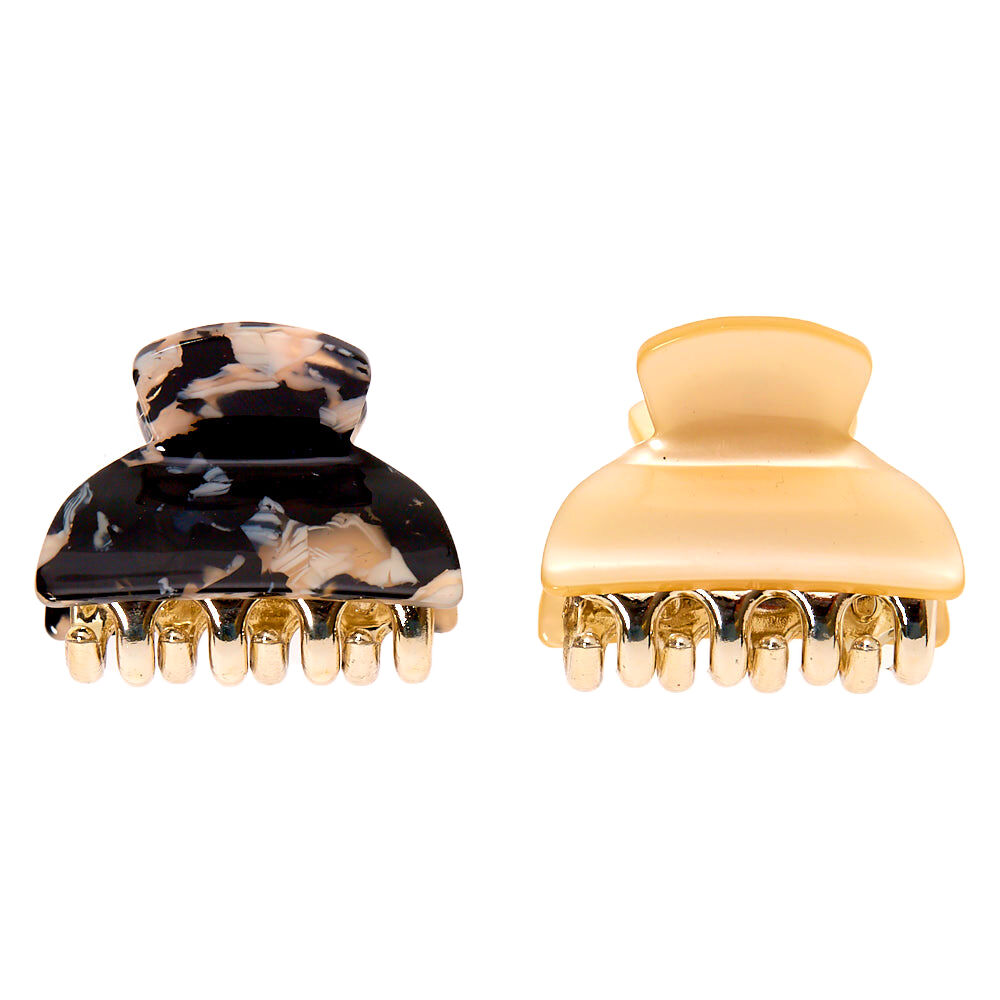Lot de 2 mini pinces à cheveux couleur champagne effet marbré,