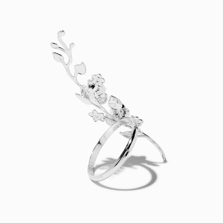 Silver-tone Rose Statement Ring,