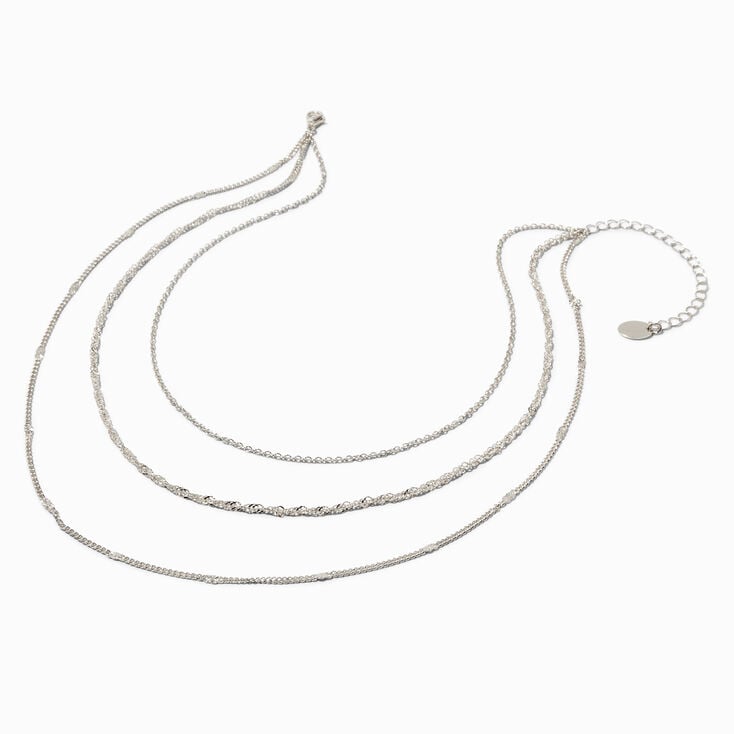 Claire&#39;s Recycled Jewelry Silver-tone Multi-Strand Woven Chain Necklace,