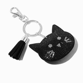 Porte-cl&eacute;s chat noir bling-bling,