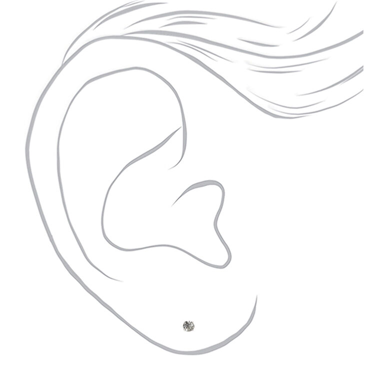 Silver Embellished Graduated Round Stud Earrings - 9 Pack,