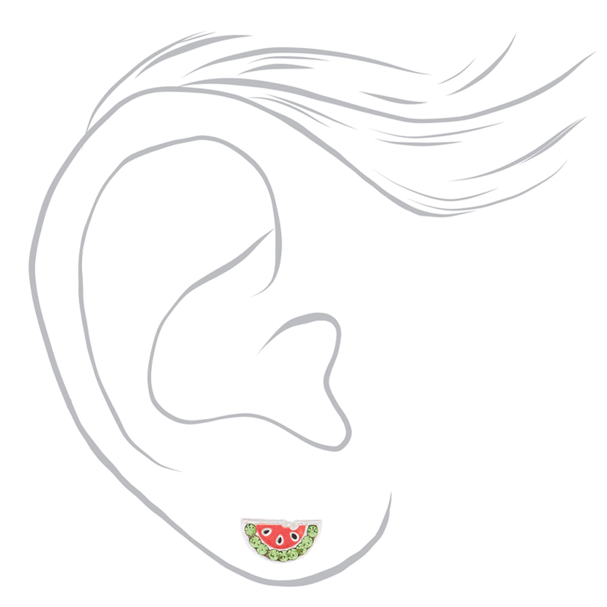 Sterling Silver Watermelon Stud Earrings,