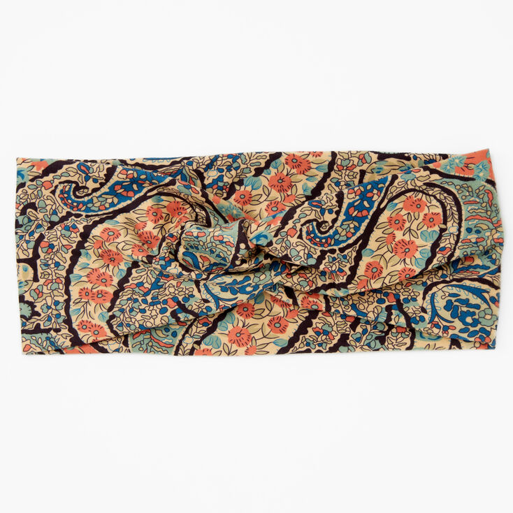 Brown Paisley Twisted Headwrap,