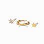 22G Gold-tone Sterling Silver Cubic Zirconia Star Stud &amp; Nose Rings - 3 Pack,