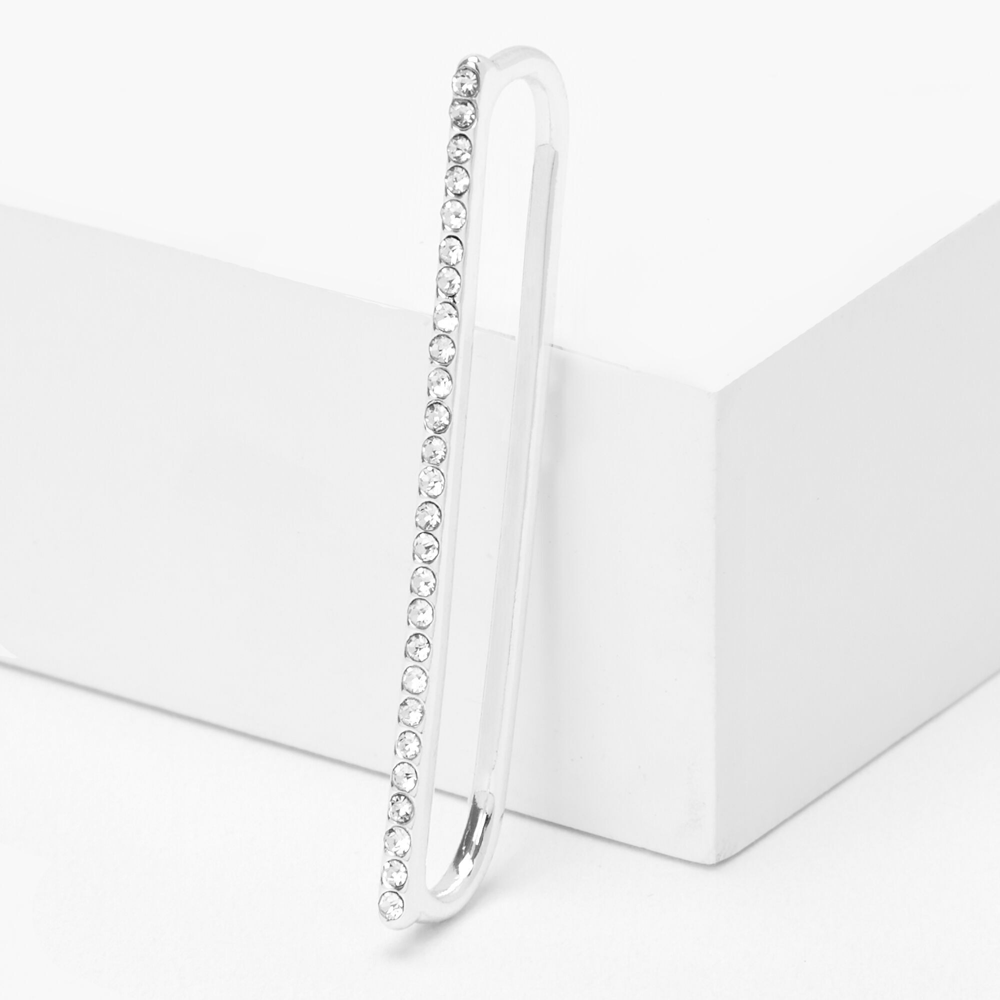 Silver Crystal Industrial Ear Cuff Claire s US