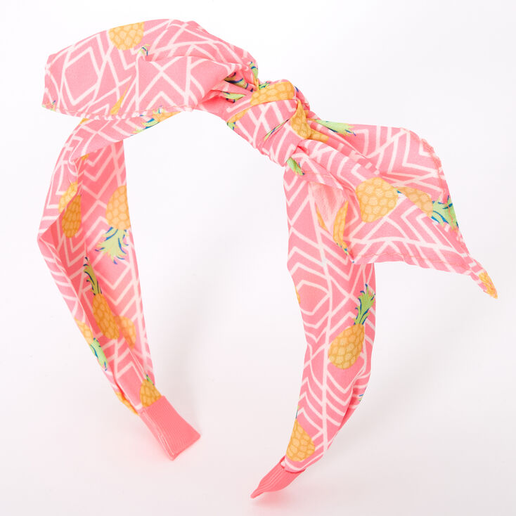 Claire's Serre-tête à nœud noué ananas fluo - Rose