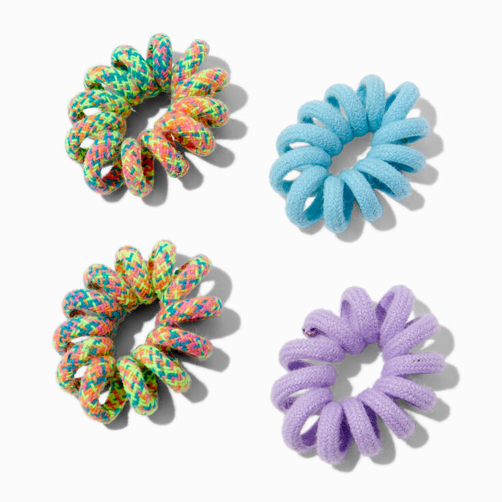 Fabric-Covered Spiral Hair Ties - 4 Pack,