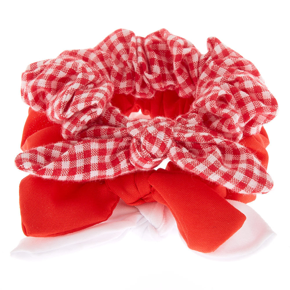 Claire's Club Small Gingham Bow Hair Scrunchies - Red, 3 Pack,
