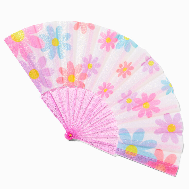 Claire&#39;s Club Sparkle Daisy Folding Fan,