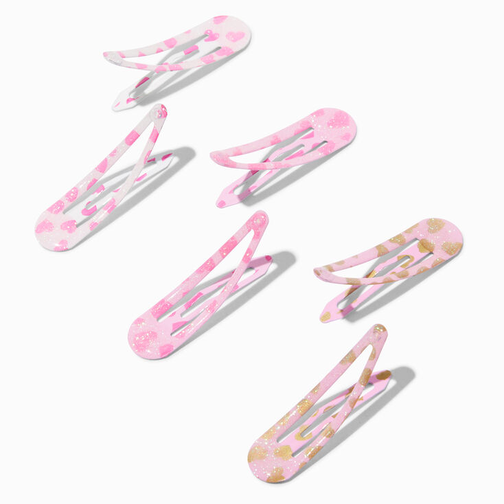 Claire&#39;s Club Heart Snap Hair Clips - 6 Pack,