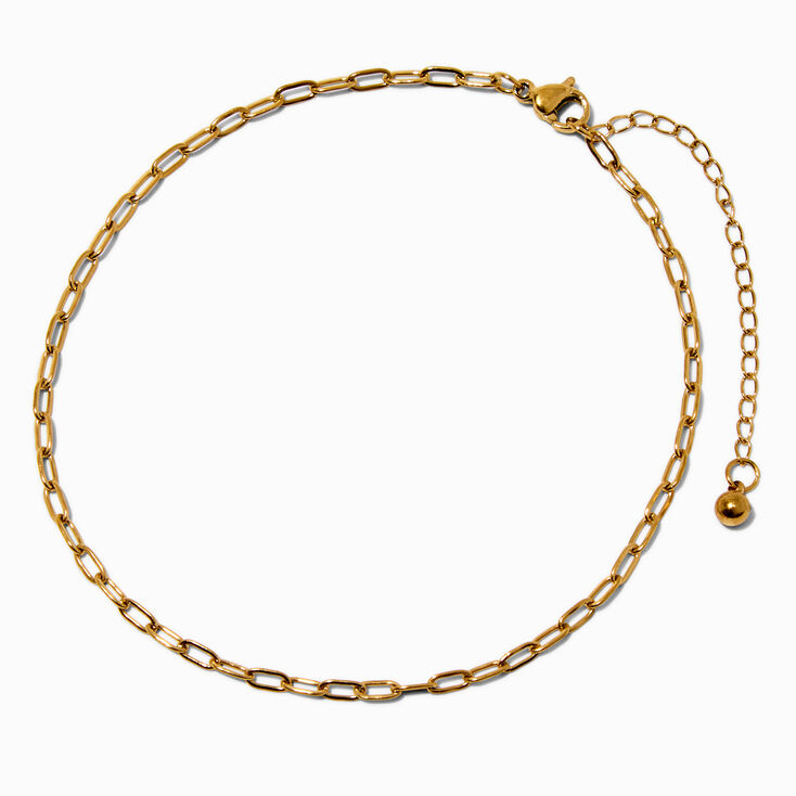 Gold-tone Stainless Steel Paperclip Chain Anklet,